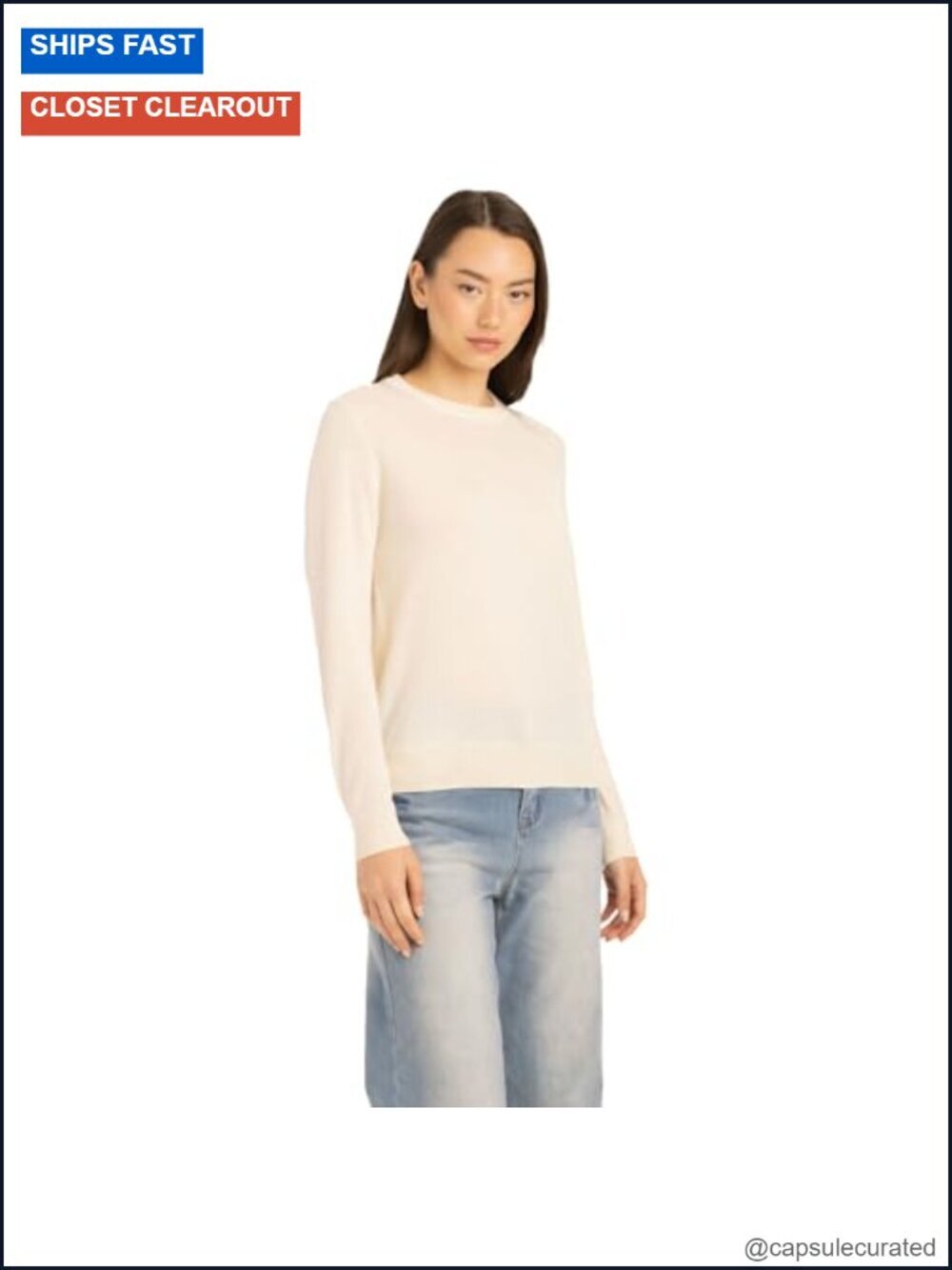 70% Wool 30% Cashmere Crew Neck Pullover Sweater